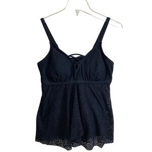 Croft & Barrow Tankini Bathing Suit Top Size Medium Black